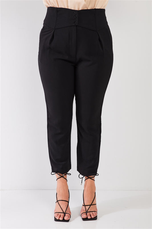Plus Black High-waisted Classic Pegged Pants - Body By J'ne