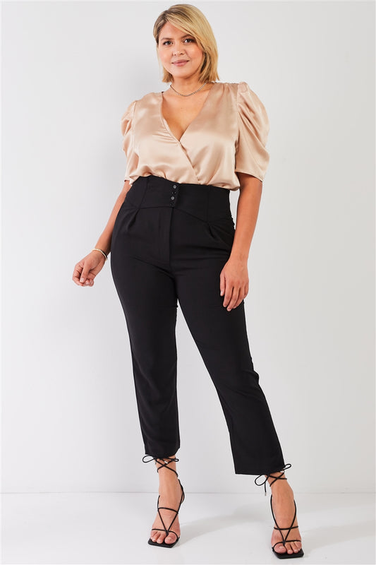 Plus Black High-waisted Classic Pegged Pants - Body By J'ne