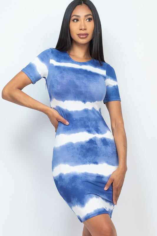 Stripe Tie-dye Printed Midi Dress - Body By J'ne