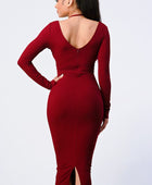 Trendy Front Shirring Cut-out Long Sleeved Dress - Body By J'ne