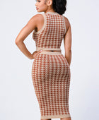 Luxe Gingham Rib Knit Top And Skirt Sets - Body By J'ne