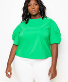 Ruched Puff Sleeve Blouse Top - Body By J'ne