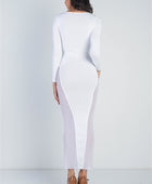 Cutout Bust Mesh Side Detail Long Sleeve Dress - Body By J'ne