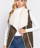 Shawl Faux Suede Fur Bonded Vest - Body By J'ne