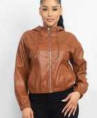 Faux Leather Hoodie Jacket - Body By J'ne