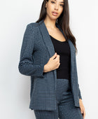 Houndstooth Notch Seamed Blazer - Body By J'ne