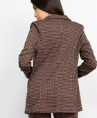 Houndstooth Notch Seamed Blazer - Body By J'ne