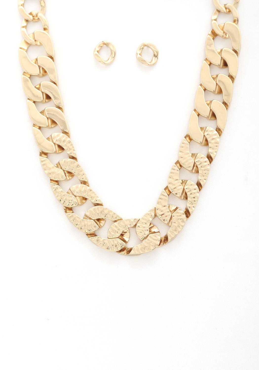 Hammered Metal Curb Link Necklace - Body By J'ne