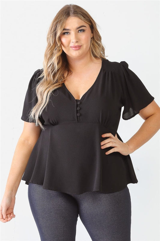 Plus Tie Detail Flare Top - Body By J'ne