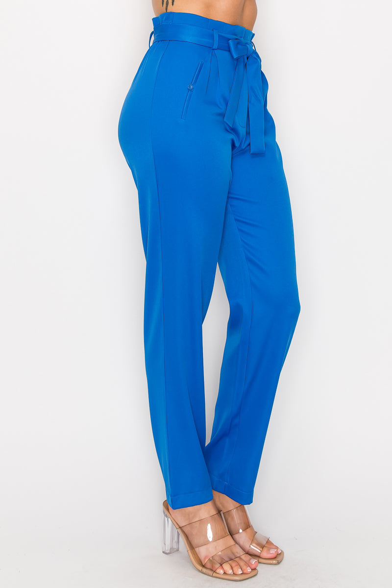 High-rise Belted Paperbag Pants - Body By J'ne