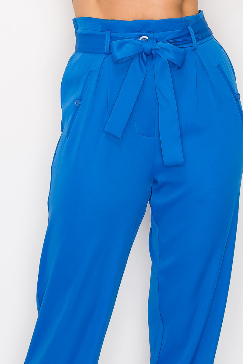 High-rise Belted Paperbag Pants - Body By J'ne