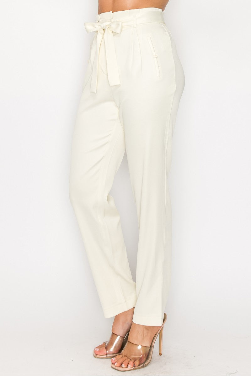 High-rise Belted Paperbag Pants - Body By J'ne