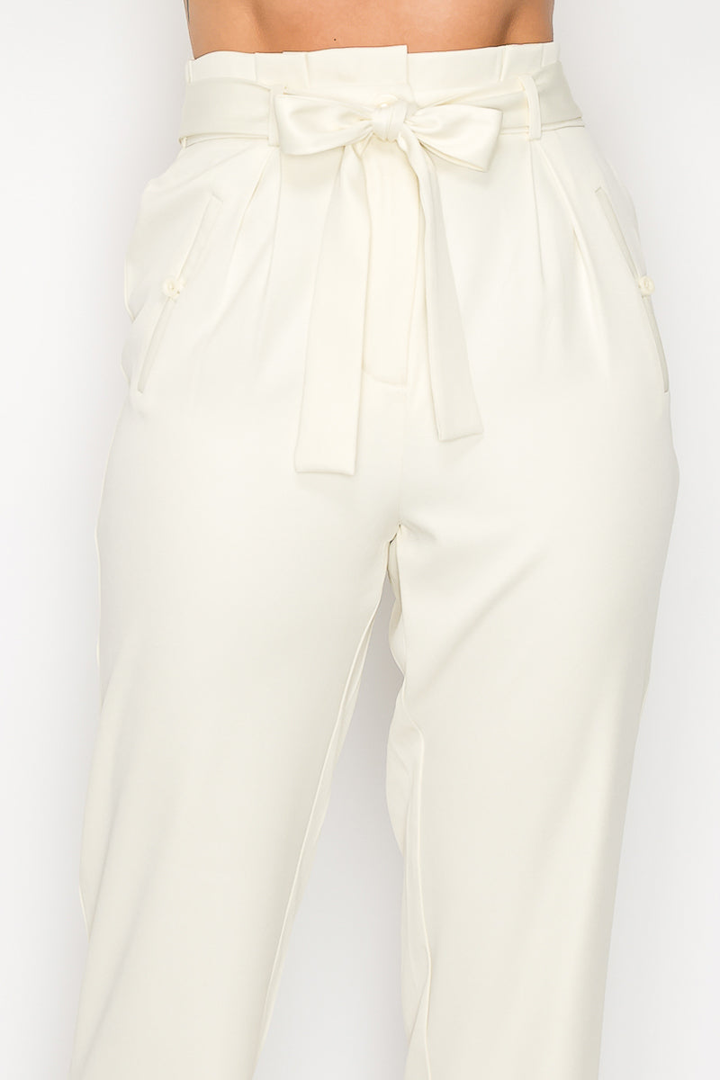 High-rise Belted Paperbag Pants - Body By J'ne