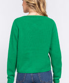 Long Slv X Strap V-neck Sweater - Body By J'ne