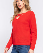 Long Slv X Strap V-neck Sweater - Body By J'ne