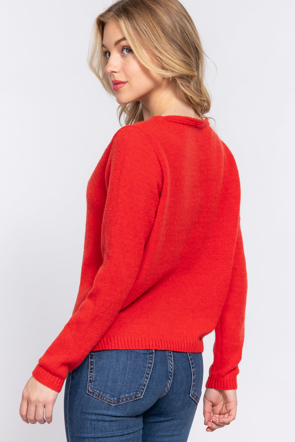 Long Slv X Strap V-neck Sweater - Body By J'ne