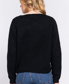 Long Slv X Strap V-neck Sweater - Body By J'ne