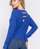 Dolman Slv Strappy Open Back Sweater - Body By J'ne