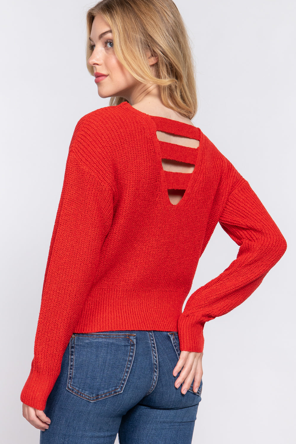 Dolman Slv Strappy Open Back Sweater - Body By J'ne