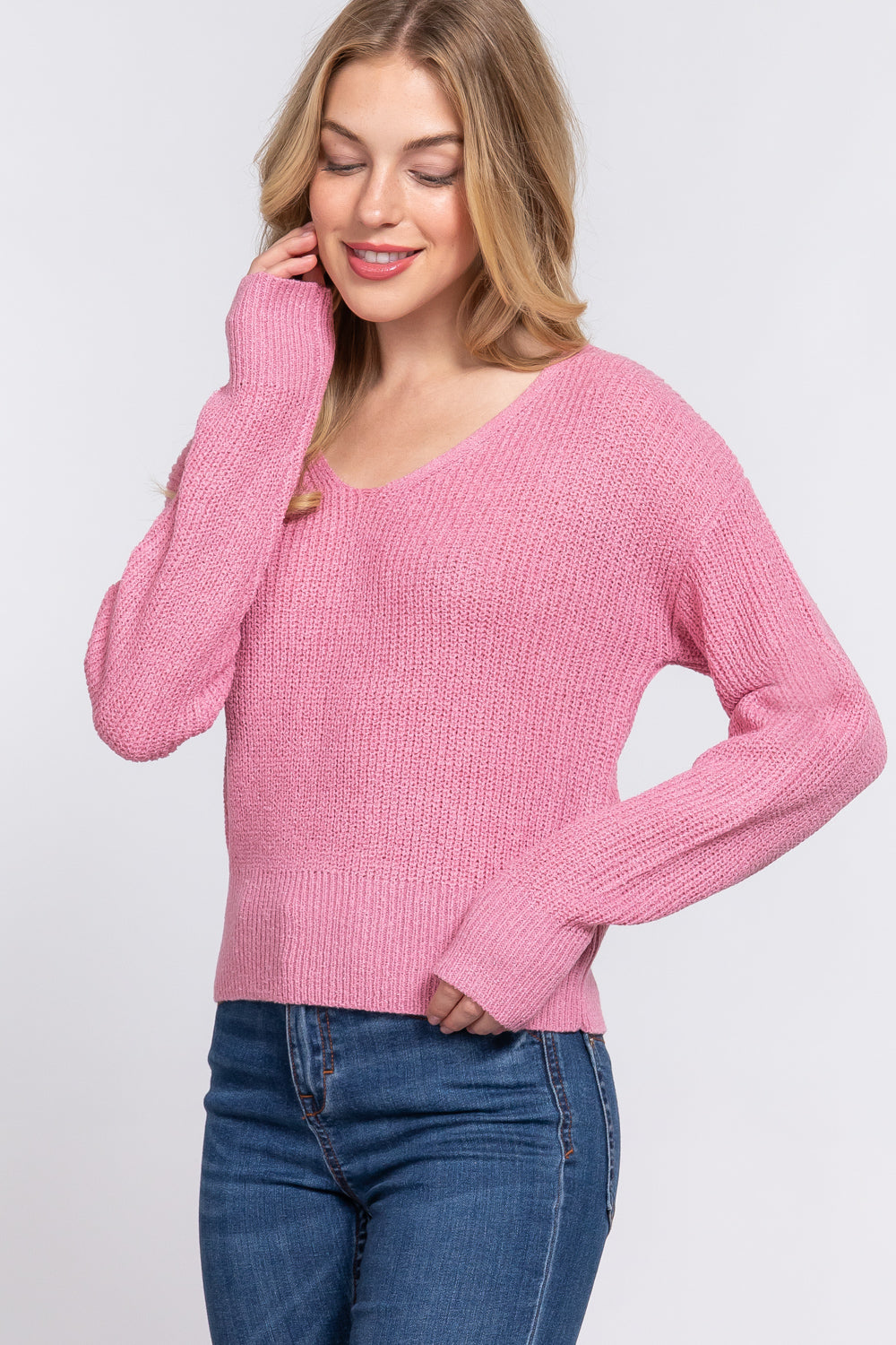 Dolman Slv Strappy Open Back Sweater - Body By J'ne