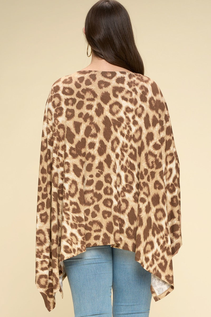 Animal Printed Rayon Span Poncho - Body By J'ne