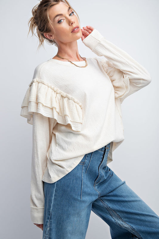 Double Ruffle Sleeves Top - Body By J'ne