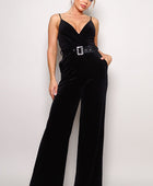 Samba Rhinestone Belt Velvet Jumpsuit - Body By J'ne