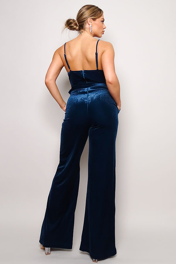 Samba Rhinestone Belt Velvet Jumpsuit - Body By J'ne