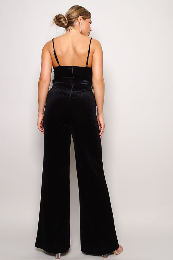 Samba Rhinestone Belt Velvet Jumpsuit - Body By J'ne