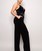 Samba Rhinestone Belt Velvet Jumpsuit - Body By J'ne