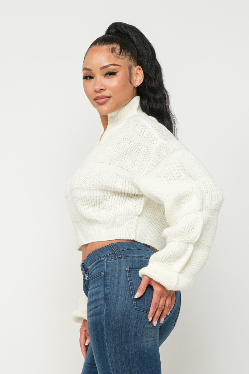 Michelin Sweater Top W/ Front Zipper - Body By J'ne