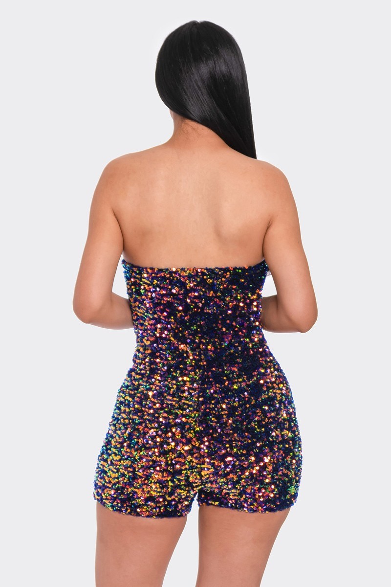 Multi Sequins Tube Top Romper - Body By J'ne