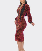 Midi 2 Way Zip Up Sequin Contrast Dress - Body By J'ne