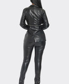 Leather Lightning Zipper Pant Set in Black - Body By J'ne