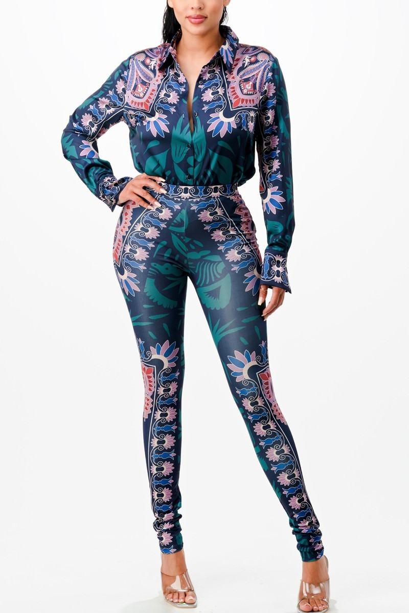 Invitation Only Shirt Blouse Top And Bottom Set - Body By J'ne