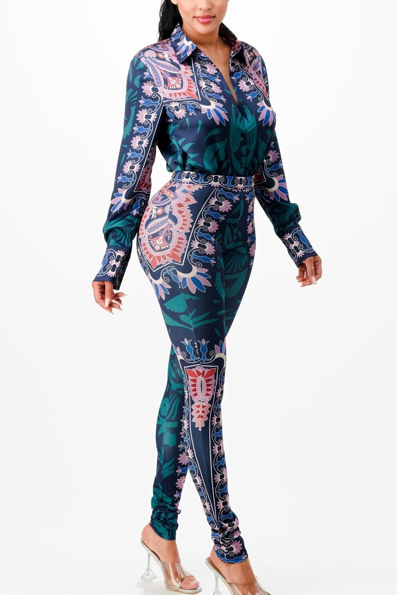 Invitation Only Shirt Blouse Top And Bottom Set - Body By J'ne