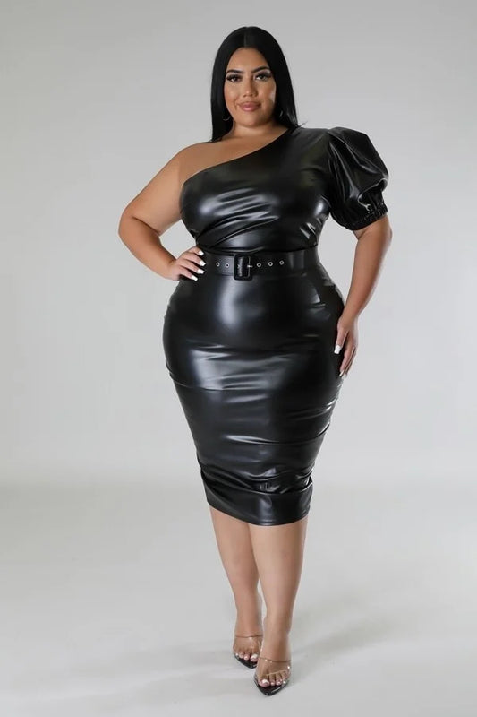 Unforgettable Faux Leather Semi-stretch Dress - Body By J'ne
