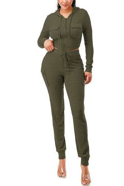 Rib Cargo Hoodie Set - Body By J'ne