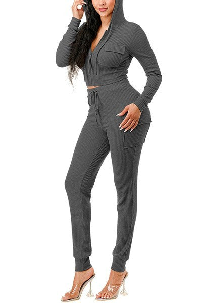 Rib Cargo Hoodie Set - Body By J'ne