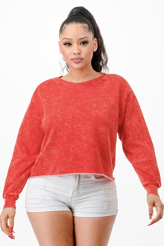 Washed French Terry Cropped Sweatshirts - Body By J'ne