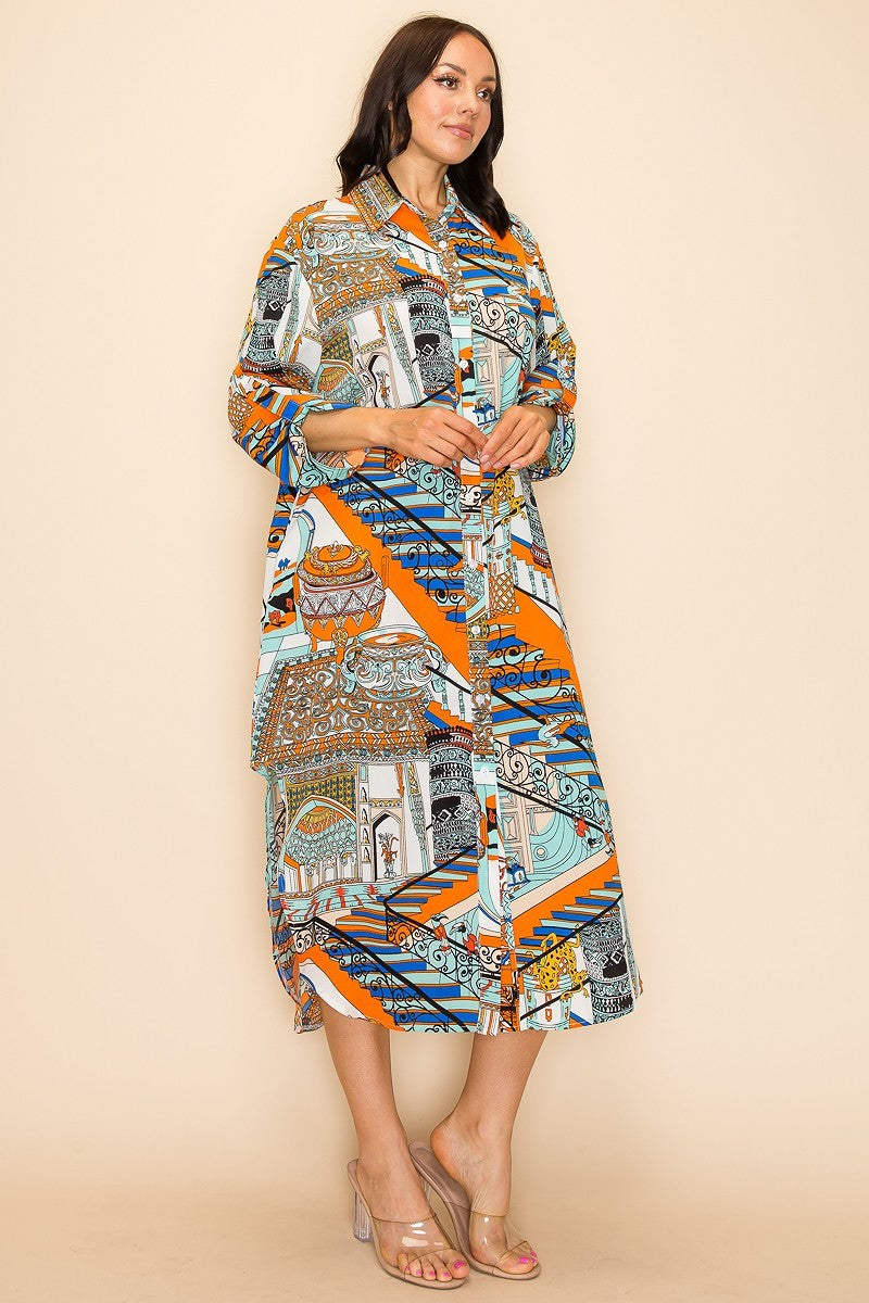 Printed Shirt Dress - Body By J'ne