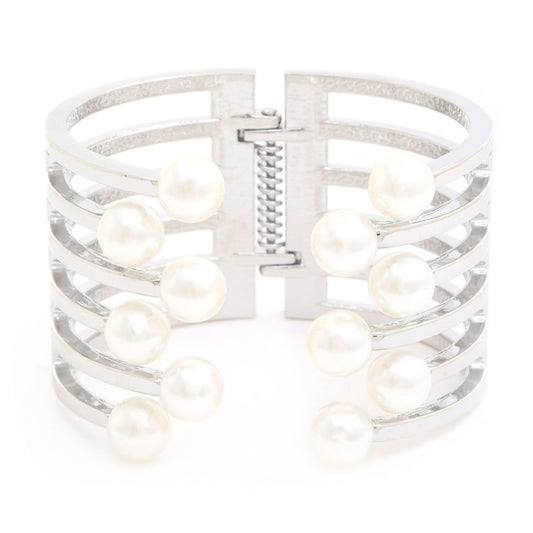 Gold Plated Metal Pearl Cuff Bracelet - Body By J'ne