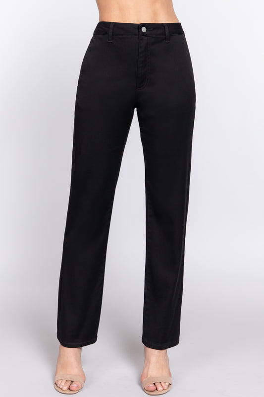 Straight Fit Twill Long Pants - Body By J'ne