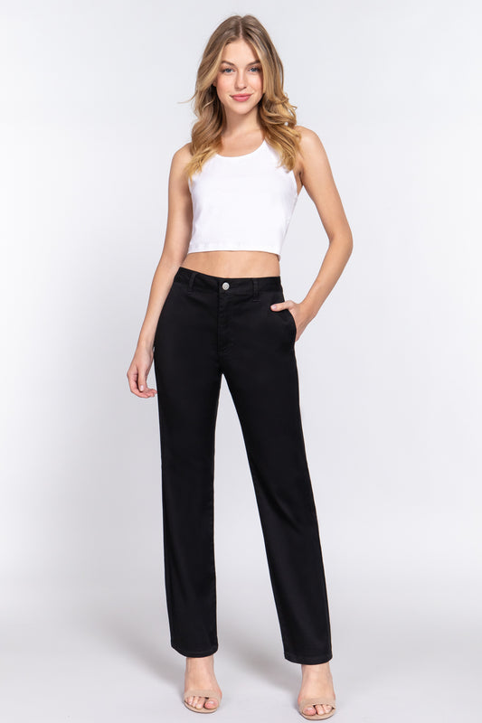 Straight Fit Twill Long Pants - Body By J'ne