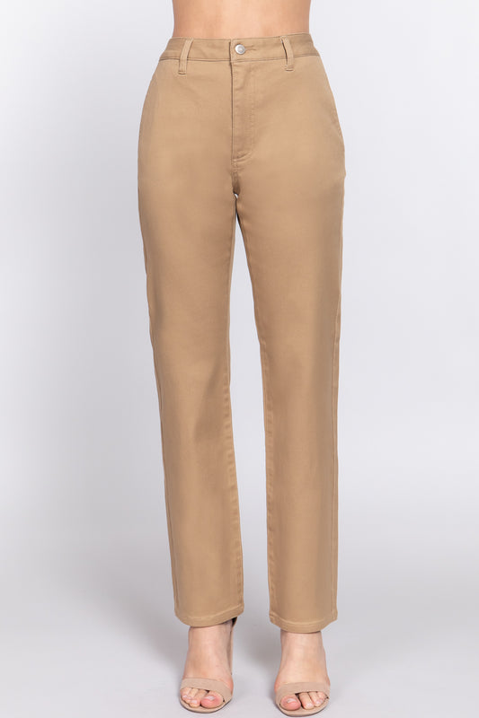 Straight Fit Twill Long Pants - Body By J'ne