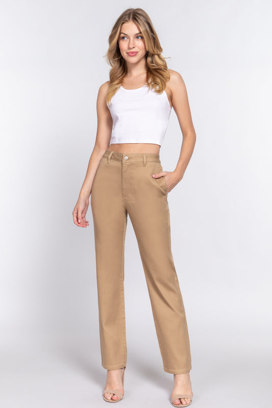 Straight Fit Twill Long Pants - Body By J'ne