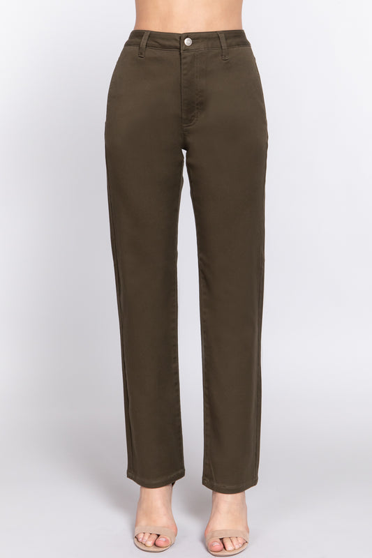 Straight Fit Twill Long Pants - Body By J'ne