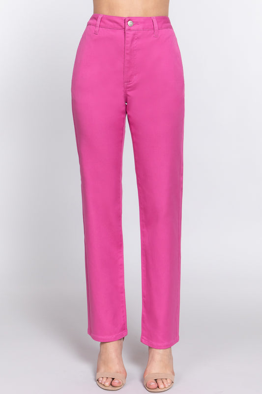 Straight Fit Twill Long Pants - Body By J'ne