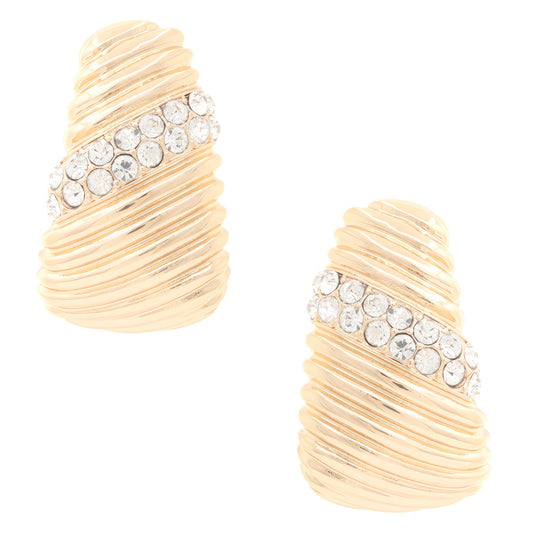 Lined Crystal Metal Earring - Body By J'ne