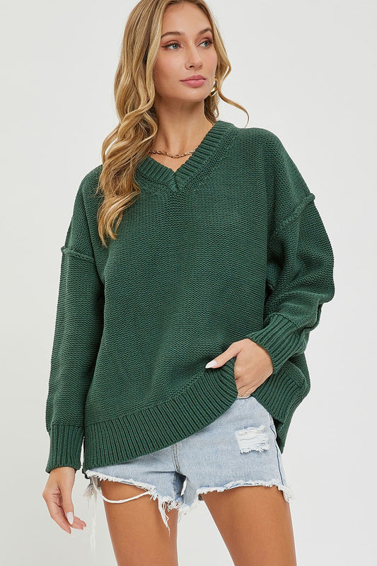 V Neck Oversized Sweater - Body By J'ne